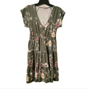 No Boundaries Green Jersey Knit Flutter Sleeve Sundress